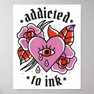 Verslaafd aan Ink Broken Heart Valentijnsdag Tatto Poster