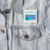 Verslaafd aan Jezus vissers Vierkante Button 5,1 Cm (In situ)