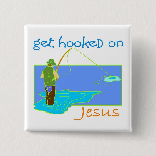 Verslaafd aan Jezus vissers Vierkante Button 5,1 Cm (Voorkant)