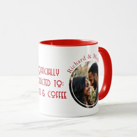 Verslaafd aan jou & Koffie Quote Ronde vorm Foto Mok (Voorkant rechts)