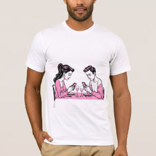 Verslaafd Aan Mijn Telefoon Grappig Koppel Eetdate T-shirt