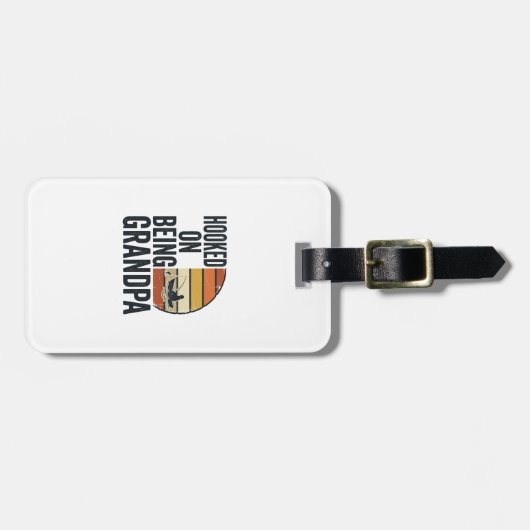 Verslaafd Aan Opa Vissen Retro Vector Ontwerp Bagagelabel (Voorkant horizontaal)