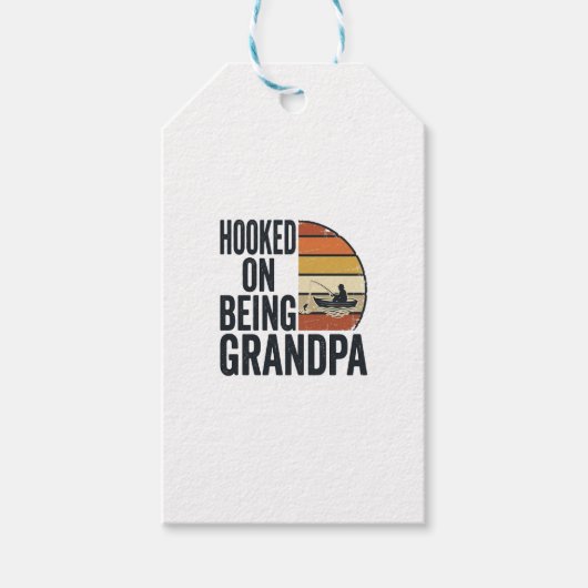 Verslaafd Aan Opa Vissen Retro Vector Ontwerp Cadeaulabel (Voorkant)