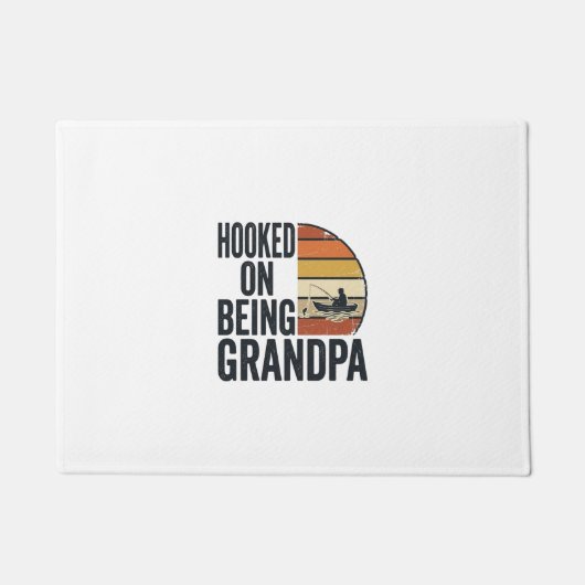 Verslaafd Aan Opa Vissen Retro Vector Ontwerp Deurmat (Voorkant)