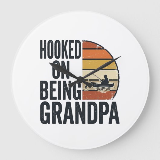 Verslaafd Aan Opa Vissen Retro Vector Ontwerp Grote Klok (Voorkant)