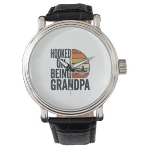 Verslaafd Aan Opa Vissen Retro Vector Ontwerp Horloge
