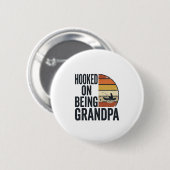 Verslaafd Aan Opa Vissen Retro Vector Ontwerp Ronde Button 5,7 Cm (Voorkant /achterkant)