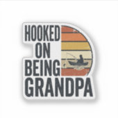 Verslaafd Aan Opa Vissen Retro Vector Ontwerp Sticker (Voorkant)