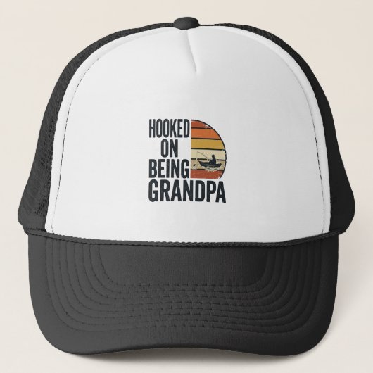 Verslaafd Aan Opa Vissen Retro Vector Ontwerp Trucker Pet (Voorkant)