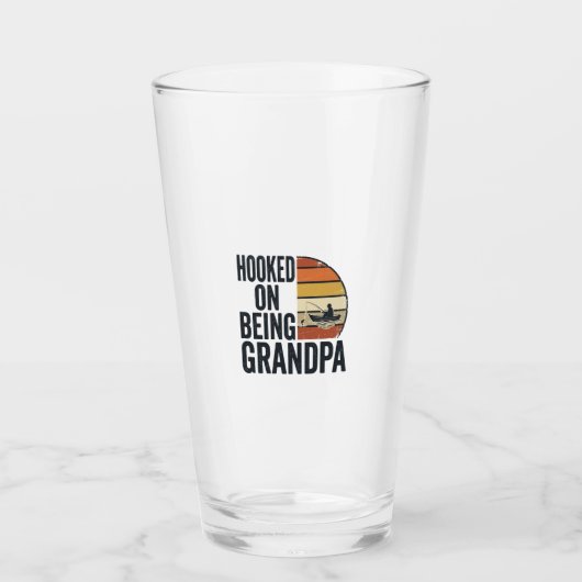 Verslaafd Aan Opa Zijn Vissen Retro Vector Ontwerp Glas (Voorkant)