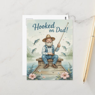 Verslaafd aan papa Vist Vaderdag Grappig Briefkaart