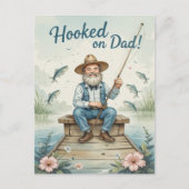 Verslaafd aan papa Vist Vaderdag Grappig Briefkaart (Voorkant)