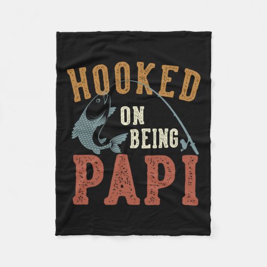 Verslaafd aan Papi Vaderdag Vissen Papi zijn Fleece Deken (Voorkant)