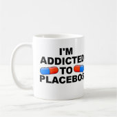 Verslaafd aan Placebo's Grappige Mok of Reisbeker (Links)