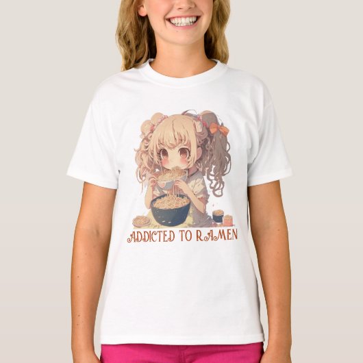Verslaafd aan Ramen | Anime Meisje T-shirt (Voorkant)