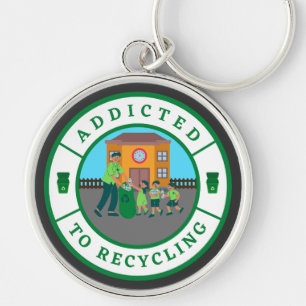 Verslaafd aan recycling sleutelhanger