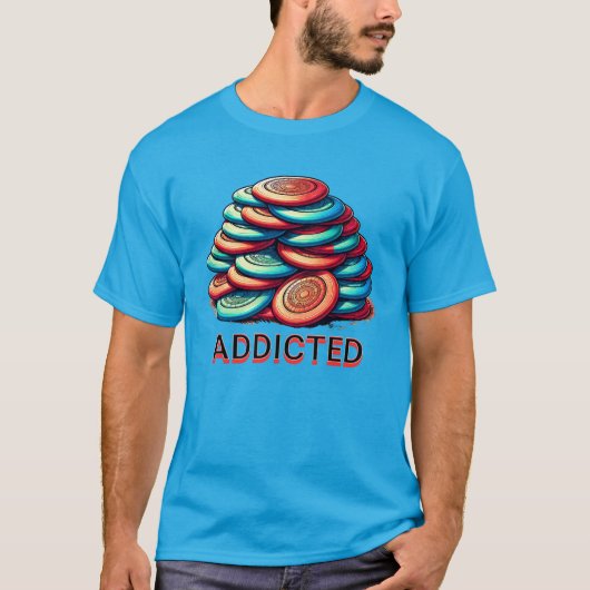Verslaafd aan schijfgolf | Grappig T-shirt (Voorkant)