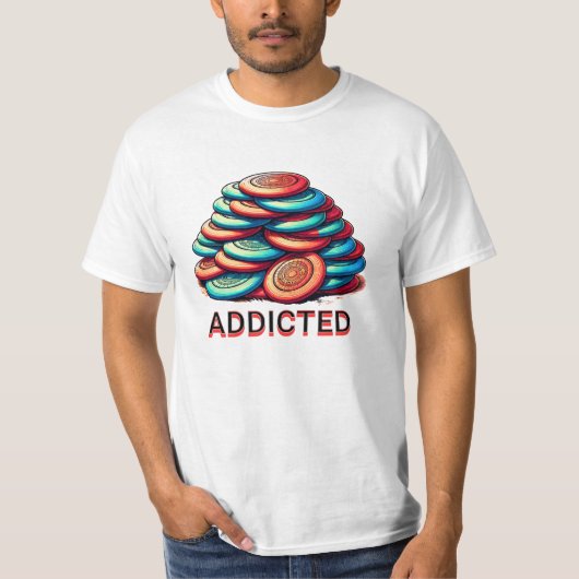 Verslaafd aan schijfgolf | Grappig T-shirt (Voorkant)
