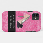 Verslaafd aan schoenen Love Hearts Zwart Roze Hoge Case-Mate iPhone Case (Achterkant (horizontaal))