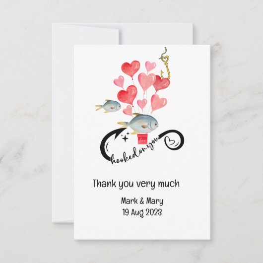 Verslaafd aan u vissen liefhebbers Bruiloft Waterv Bedankkaart (Voorkant)