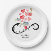 Verslaafd aan u vissen liefhebbers Bruiloft Waterv Papieren Bordje (Voorkant)