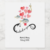 Verslaafd aan u vissen liefhebbers Bruiloft Waterv Wijn Etiket (Enkel label)