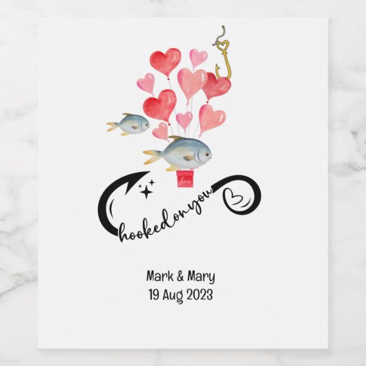 Verslaafd aan u vissen liefhebbers Bruiloft Waterv Wijn Etiket (Enkel label)