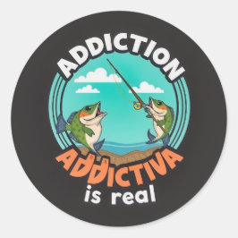 Verslaafd aan Vissen: een speelse kijk op verslavi Ronde Sticker
