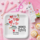 Verslaafd aan vissen Huwelijksthema Waterverf Papieren Bordje (Feest)