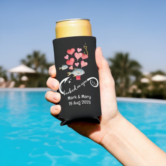 Verslaafd aan vissen Huwelijksthema Waterverf Seltzer Blikjeskoeler (Insitu Zwembad)