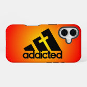 Verslaafd zwart iPhone 16 hoesje (Achterkant horizontaal)