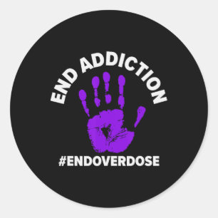 Verslaafde Purple Ribbon Overdosis Bewustzijn Ronde Sticker