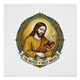 Verslagen Jezus Rokt Verbrand Toast Ontbijt Keuken Perfect Poster