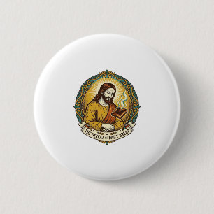Verslagen Jezus Rokt Verbrand Toast Ontbijt Keuken Ronde Button 5,7 Cm