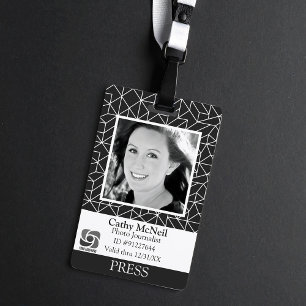 Verslaggever Fotograaf Black White Modern Press ID Badge