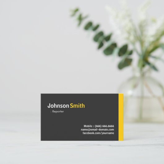 Verslaggever - Modern minimalistisch amber Visitekaartje (Staand voorkant)