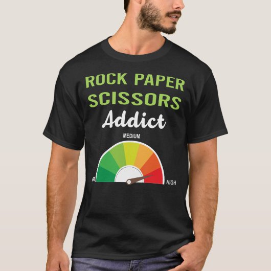 Verslaving Rock Paper Schaar T-shirt (Voorkant)
