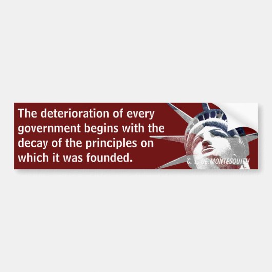 Verslechtering van de overheid (Montesquieu) Bumpersticker (Voorkant)