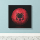 versleten Albanese vlag Football Voetbal Canvas Afdruk (Insitu (Houten vloer))