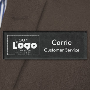 Versleten Black Leather Custom Logo Employee Name  Naambadge