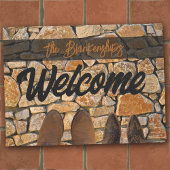 Versleten Boots op Stone Welcome Custom Doormat Deurmat