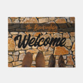 Versleten Boots op Stone Welcome Custom Doormat Deurmat (Voorkant)