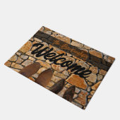 Versleten Boots op Stone Welcome Custom Doormat Deurmat (Schuin)
