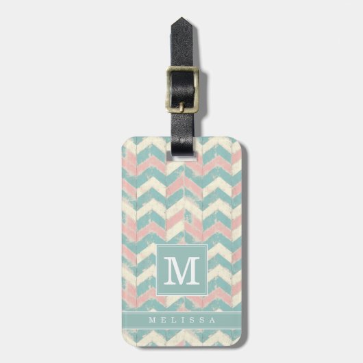 Versleten Chevron Achtergrond Bagage Label (Voorkant verticaal)