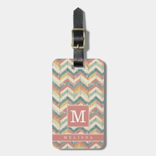 Versleten Chevron Achtergrond Bagage Label (Voorkant verticaal)