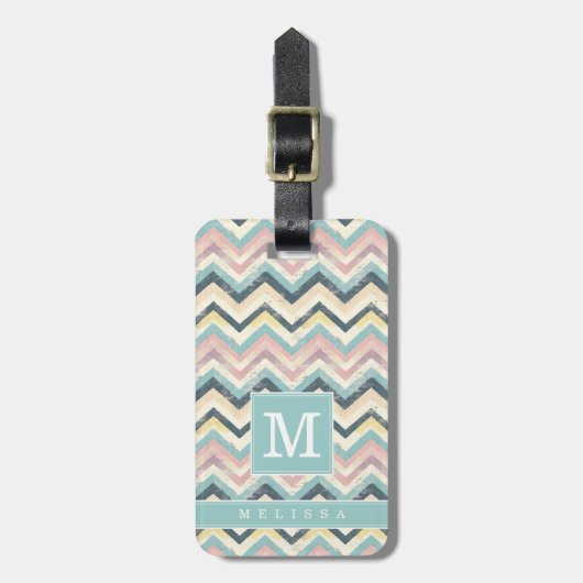 Versleten Chevron Achtergrond Bagage Label (Voorkant verticaal)