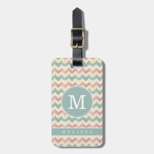 Versleten Chevron Achtergrond Bagage Label (Voorkant verticaal)