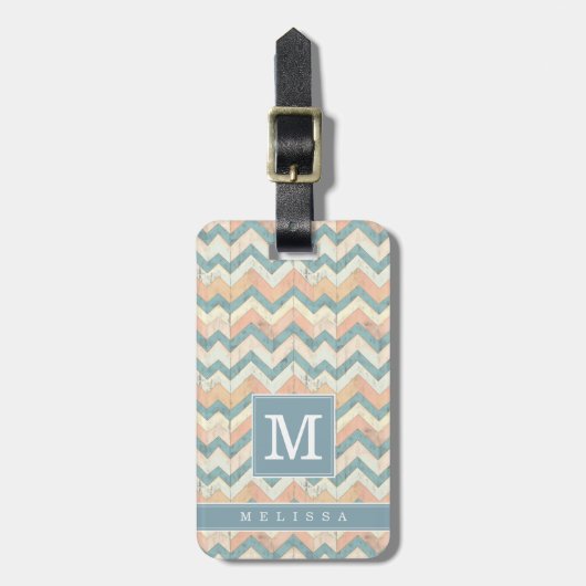 Versleten Chevron Achtergrond Bagage Label (Voorkant verticaal)