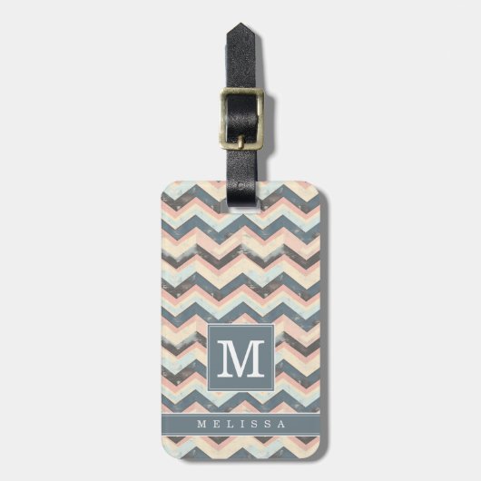 Versleten Chevron Achtergrond Bagage Label (Voorkant verticaal)