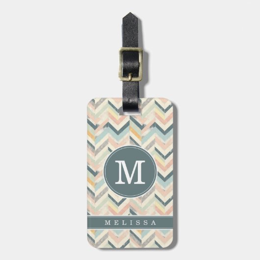 Versleten Chevron Achtergrond Bagage Label (Voorkant verticaal)